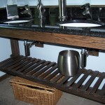 River Forest Bathroom Installation - Black Pearl Granite & Travertine - View 2