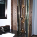 River Forest Bathroom Installation - Black Pearl Granite & Travertine - View 1